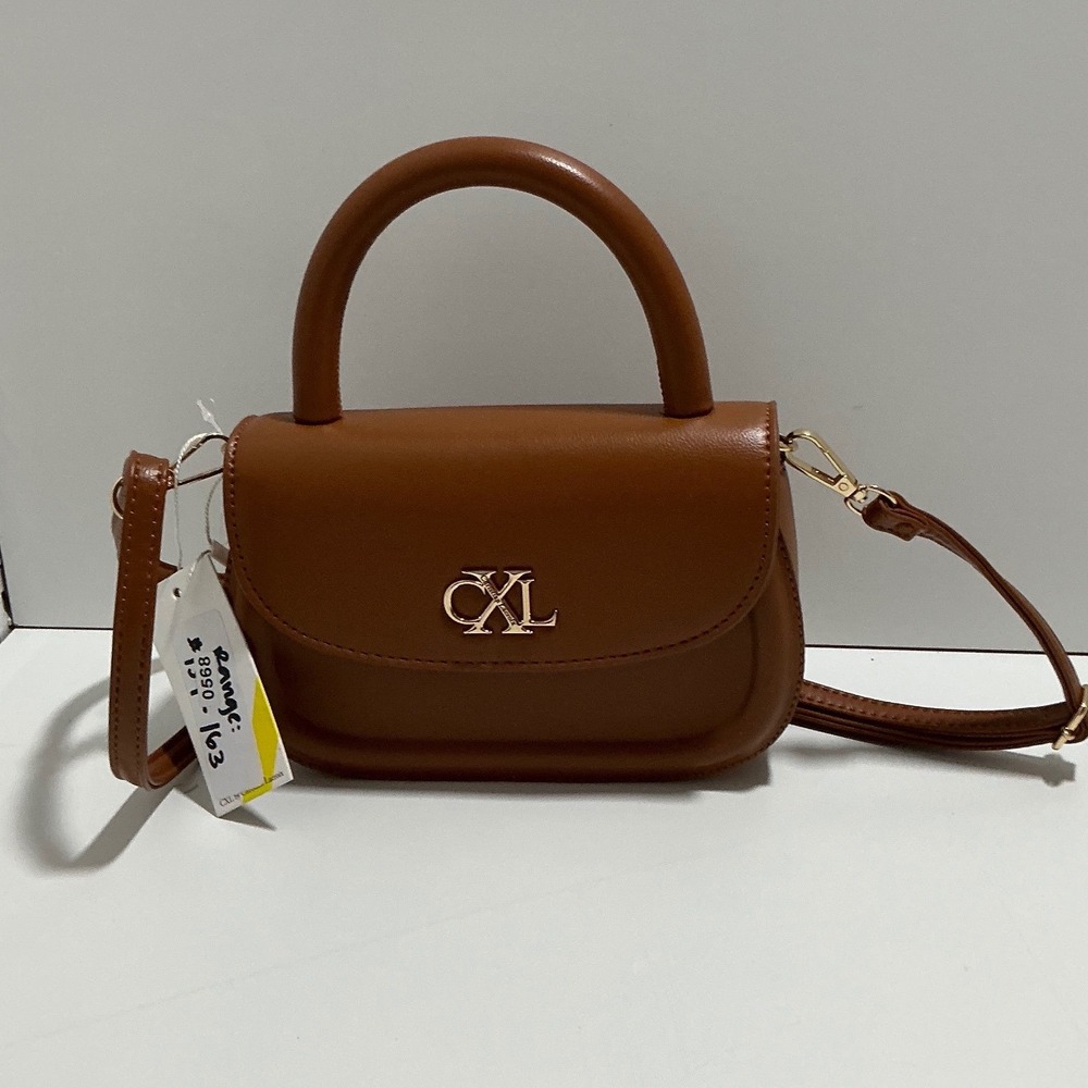 CXL by Christian Lacroix Brown Mini Top Handle Crossbody Bag Gold Logo New